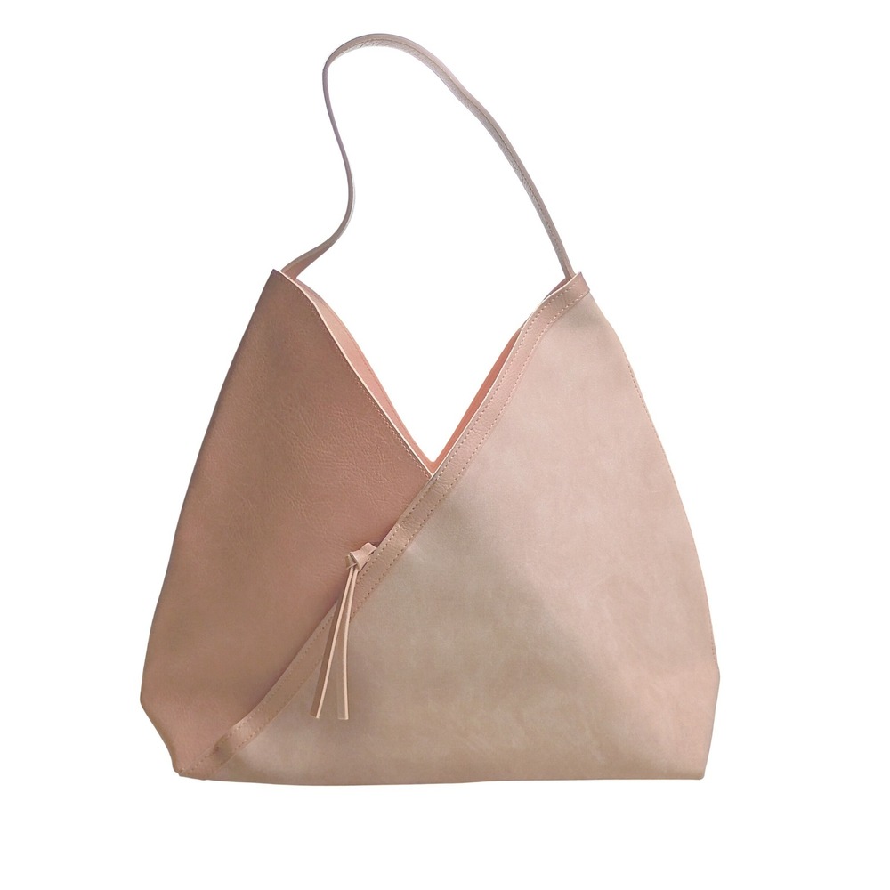 Unbranded Hobo Shoulder Bag Womens Large Blush Pink Mixed‎ Texture Tassel